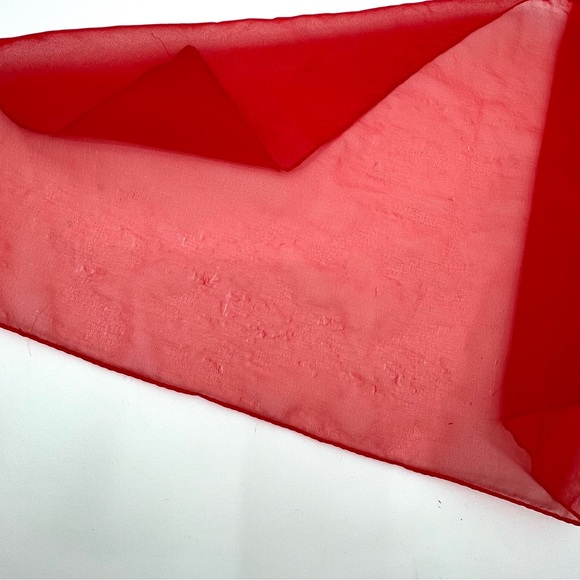 Vintage 1950s Red Chiffon Rectangular Head Scarf - Picture 4 of 4